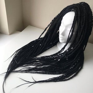 BLACK SKY / 100% black natural looking dreads extensions / synthetic dreadlocks / viking witch style hair