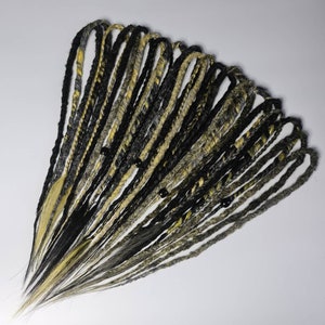 Meio conjunto de extensões de dread/dreadlocks pretos estilo misto/cabelo de bruxa viking