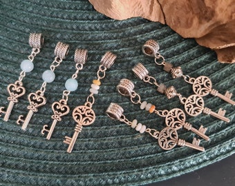 Dread bead / silver color / natural stone / key charm dreadlock