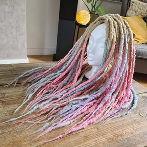 Komplettes Set synthetische dreads | blonde pastellfarbene Ombre Dreadlocks