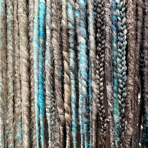 Full set of dreads | blonde, brown, turquoise | dreadlock and braid synthetic extensions