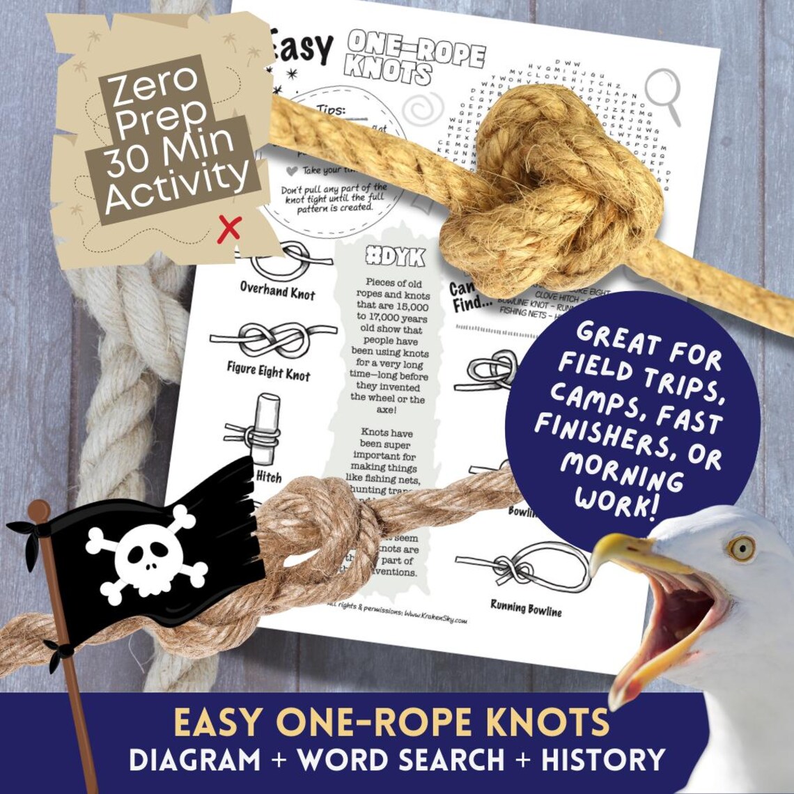 Easy One-rope Knots - Diagram + Word Search + History - Etsy