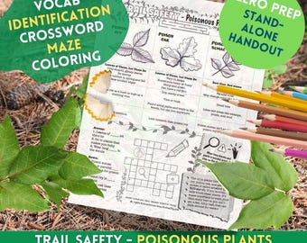 有毒植物、トレイルの安全！ - 識別 + 色塗り + クロスワード