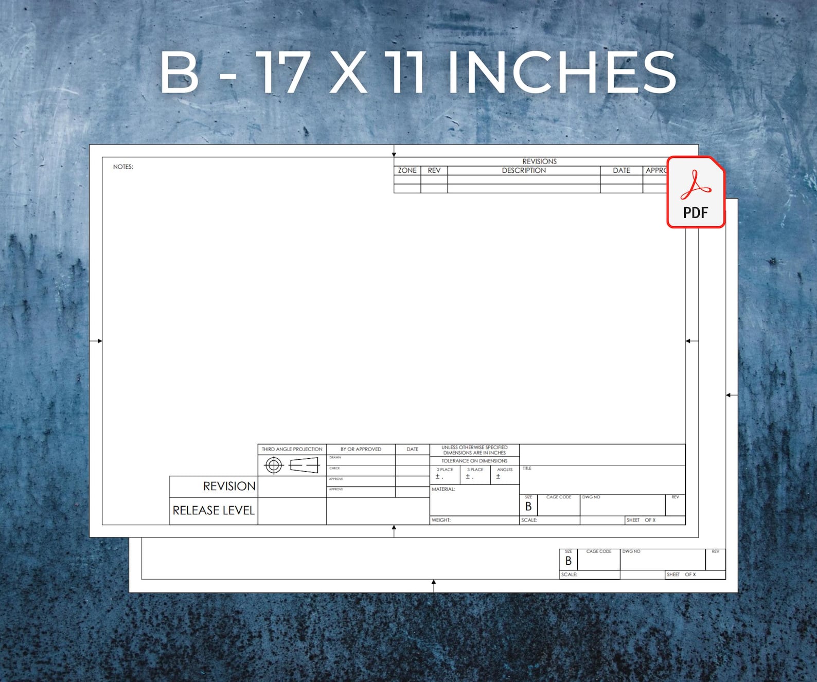 ANSI B Size Printable PDF Drafting Title Block Template, Sheets 1 & 2 ...