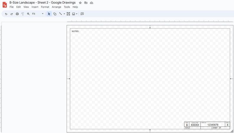 ANSI B-size Google Drawings Format Drafting Title Block Template ...