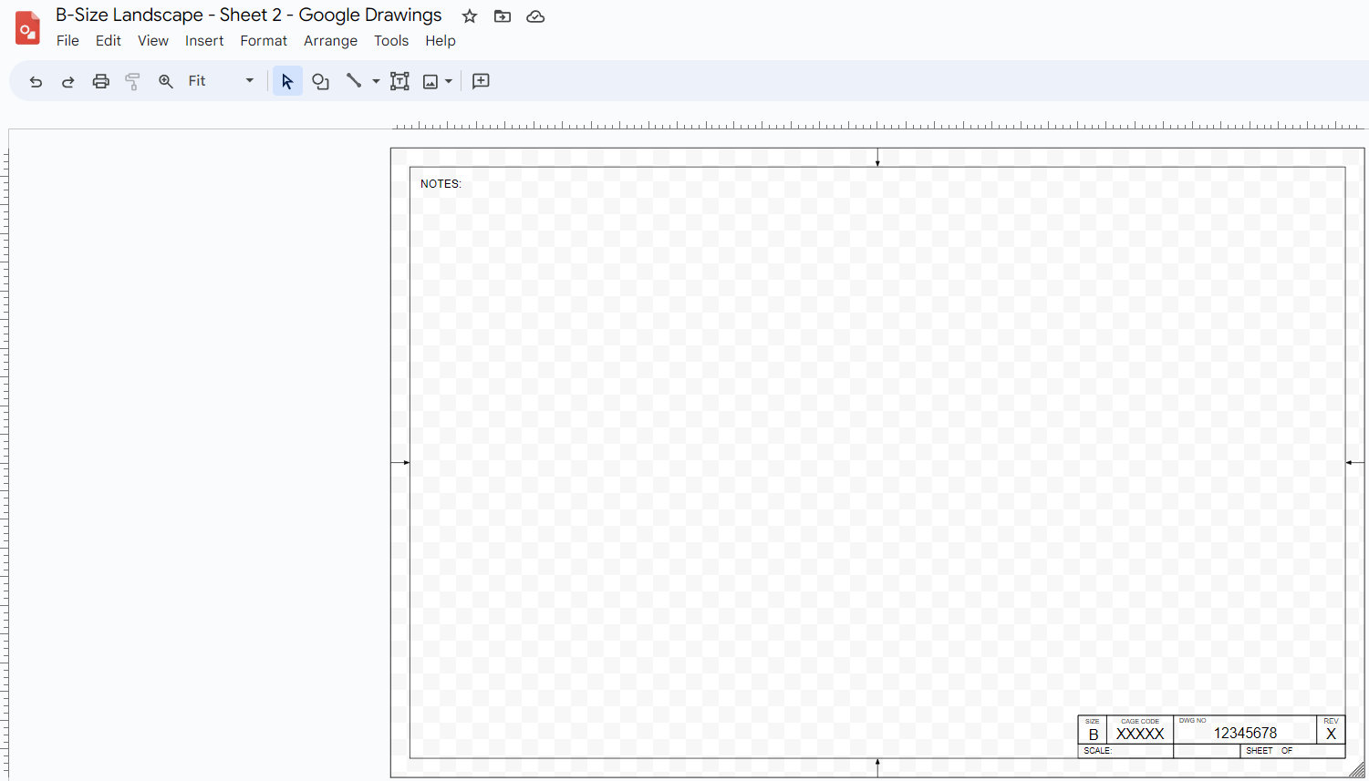Drawing Format C ANSI B-size Google Drawings Format Drafting Title Block Template ...