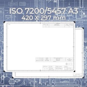 ISO A3-formaat Visio-indeling titelbloksjabloon opstellen, ISO 5457/7200-indeling, vel 1 en 2