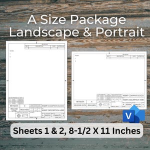 Pacchetto formato Visio, formato ASME Y14, disegno tecnico in formato ANSI A, modelli schematici o di progetto, fogli 1 e 2