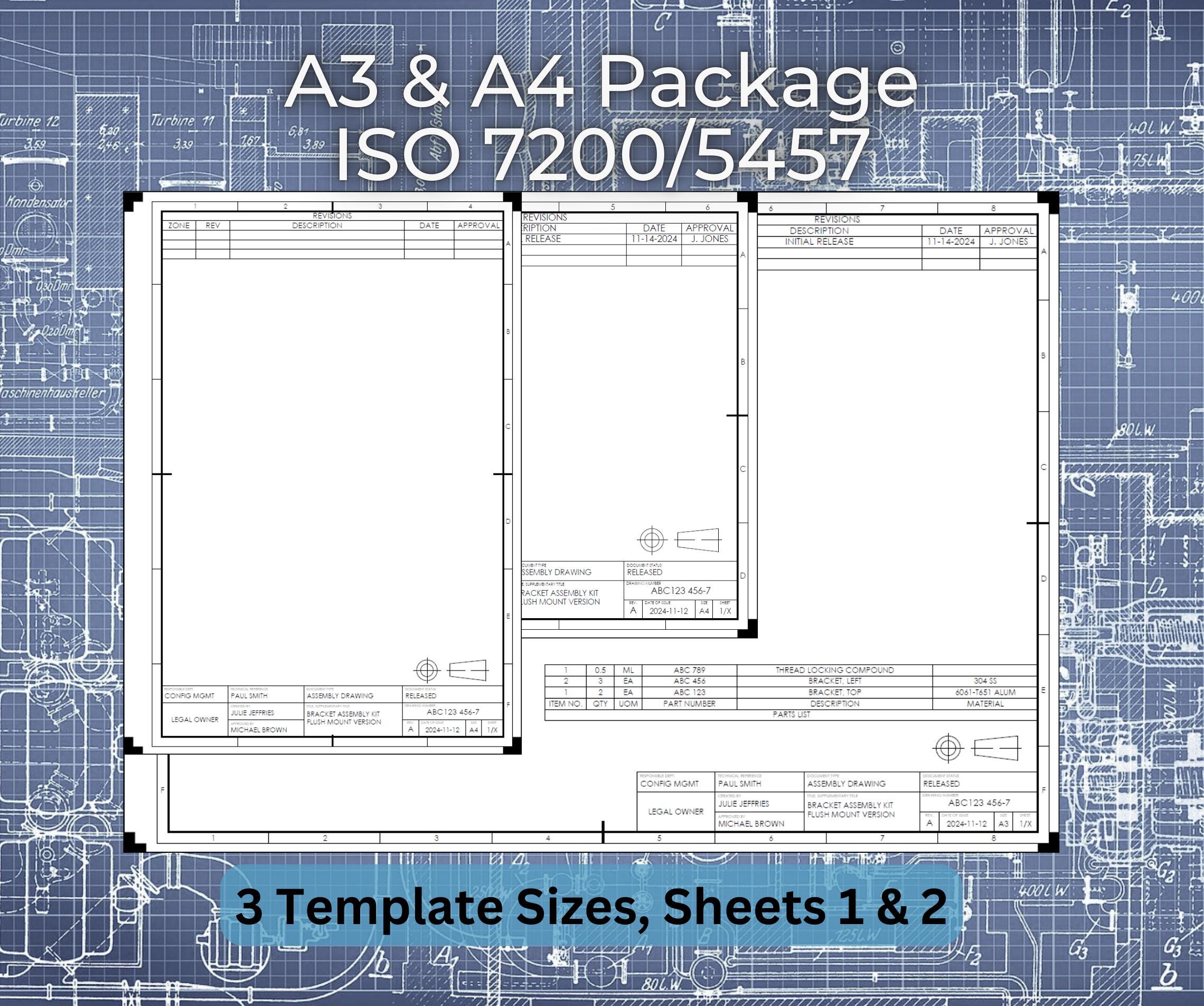 ISO A3 and A4 Size Visio Format Drafting Title Block Template