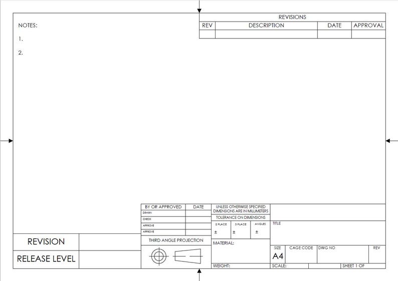 ISO A4 Size Printable PDF Drafting Title Block Template, Sheets 1 & 2 ...