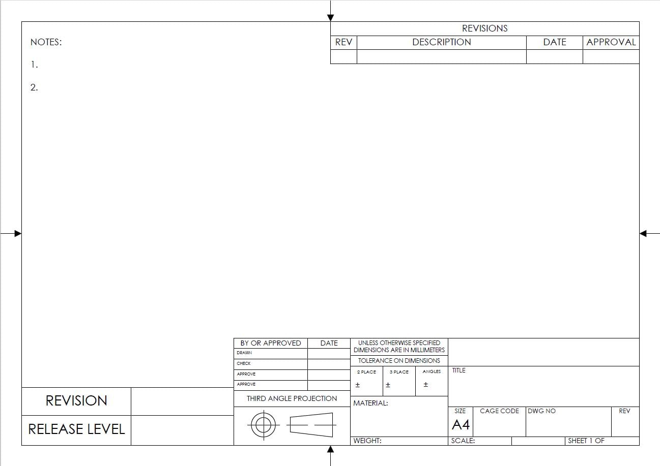 ISO A4 Size Printable PDF Drafting Title Block Template, Sheets 1 & 2 ...