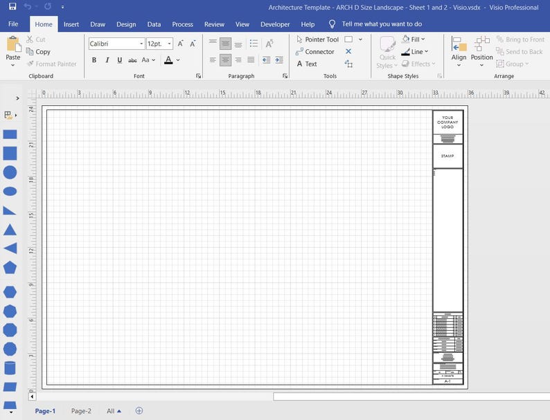 Visio Note Examples Visio Format ARCH A B C D E1 and E-size Architecture Title Block ...