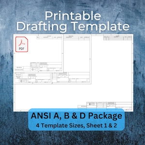 ANSI A B D Size Printable PDF Drafting Title Block Template Package, Sheets 1 & 2, ASME Y14