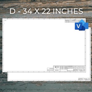 ANSI D Size Visio Format Drafting Title Block Template, Sheets 1 & 2, ASME Y14