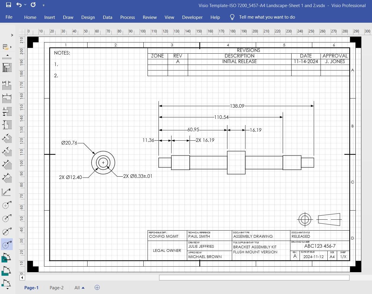 ISO A4 Size Visio Format Drafting Title Block Template, ISO 5457/7200 ...