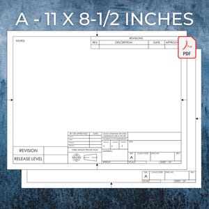 Printable Engineering Drafting, Drawing, Schematic or Blueprint Template, Sheets 1 & 2, ASME Y14 Format, ANSI A-Size Landscape