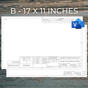 Visio Format Engineering Drafting, Drawing, Schematic or Blueprint Template, Sheets 1 & 2, ASME Y14, ANSI B-Size Landscape