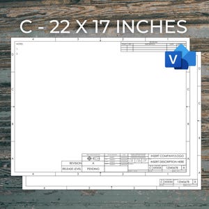 ANSI C Size Visio Format Drafting Title Block Template, Sheets 1 & 2, ASME Y14