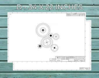 Visio Format Engineering Drafting, Drawing, Schematic or Blueprint Template, Sheets 1 & 2, ASME Y14, ANSI D-Size Landscape
