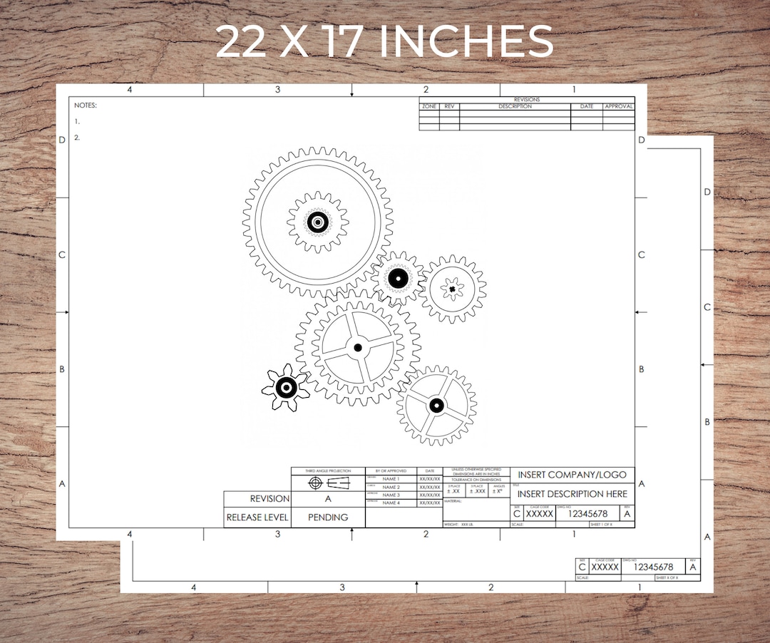Visio Format Engineering Drawing, Schematic or Blueprint Template, Sheets 1 & 2, Csize