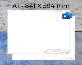 ISO A1 Visio Format Drafting Title Block Template, Sheets 1 & 2, Fully Customizable