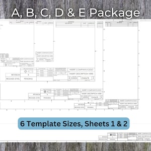 Offre Visio, format ASME Y14, dessin technique aux dimensions ANSI A B C D E, schéma, modèle ou modèle de cartouche, feuilles 1 et 2