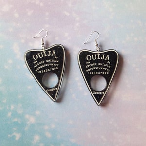 Black ouija board earrings quirky unique kawaii cute emo goth earrings.
