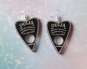 Black ouija board earrings quirky unique kawaii cute emo goth earrings.