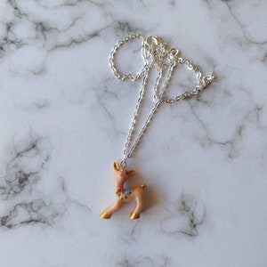 Deer necklace. Unusual quirky cute funny kawaii necklace