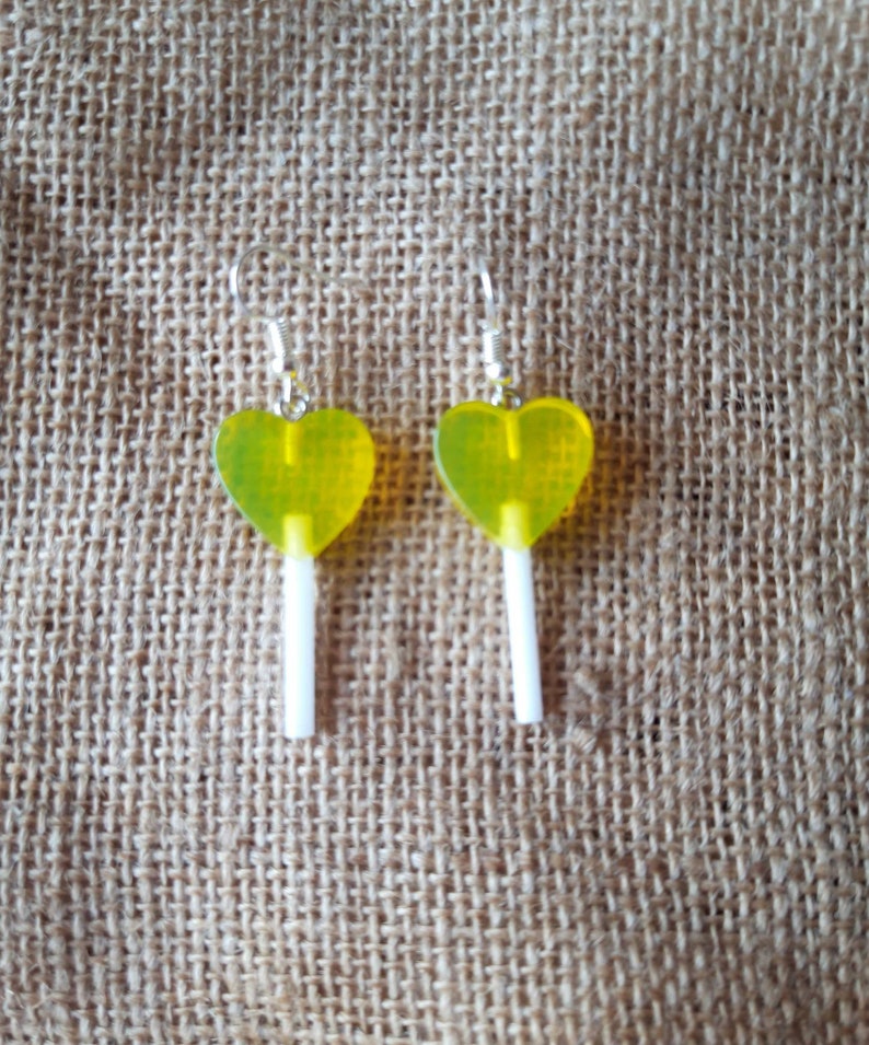 Heart shaped lollipop earrings. Unusual quirky cute funny kawaii earrings rainbow earrings image 8