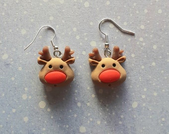 Christmas reindeer earrings. Fun earrings cute earrings quirky earrings reindeer earrings