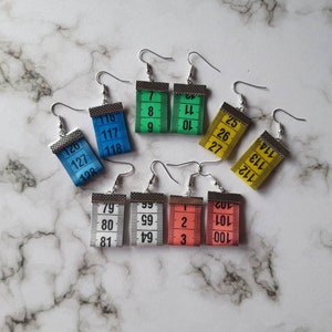 Measuring tape earrings. Unusual quirky cute funny kawaii earrings