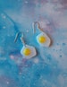 Fried egg earrings. Handmade unusual quirky cute earrings 