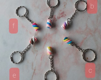 Sweet colourful marshmallow keyrings