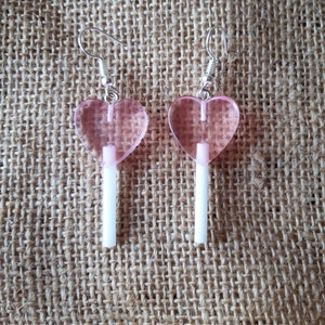 Heart shaped lollipop earrings. Unusual quirky cute funny kawaii earrings rainbow earrings image 4