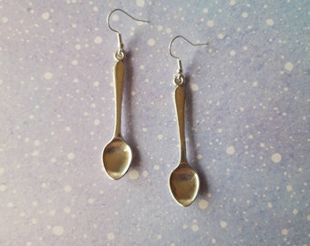 Spoon earrings. Unusual quirky cute funny kawaii earrings