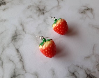 Strawberry earrings. Unusual quirky cute funny kawaii earrings