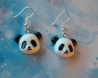 Cute panda earrings. Handmade cute quirky kawaii earrings