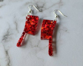 Glitter cleaver earrings. Unusual quirky cute funny kawaii earrings