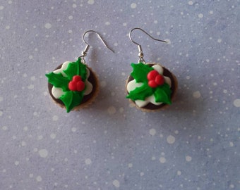 Big Mince pie Christmas Earrings funny earrings quirky earrings cute earrings Christmas Earrings