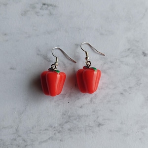 Pepper earrings. Funny earrings food earrings quirky kawaii unique handmade earrings