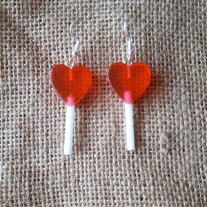 Heart shaped lollipop earrings. Unusual quirky cute funny kawaii earrings rainbow earrings image 5