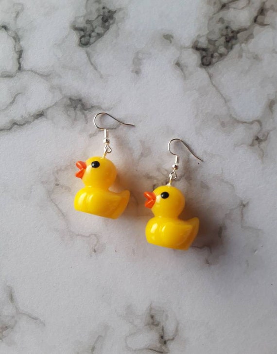 Rubber Duck Earrings. Unusual Quirky Cute Funny Kawaii Earrings