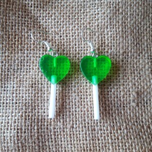 Heart shaped lollipop earrings. Unusual quirky cute funny kawaii earrings rainbow earrings image 7