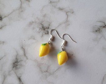 Lemon earrings. Unusual quirky cute funny kawaii earrings