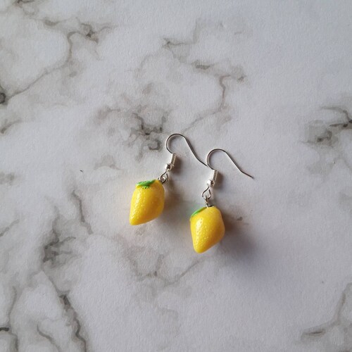 Lemon earrings Unusual quirky cute funny kawaii earrings.