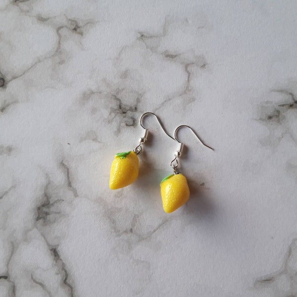 Lemon earrings. Unusual quirky cute funny kawaii earrings