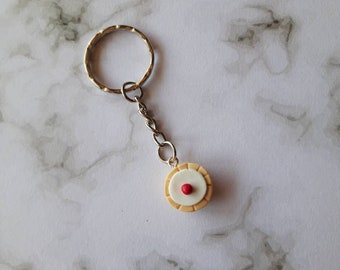 Cherry bakewell keyring. Cute quirky kawaii funny unusual keyring. Cute little gift.