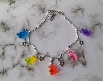 Gummy bear necklace. Cute kawaii unusual quirky gummy bear necklace