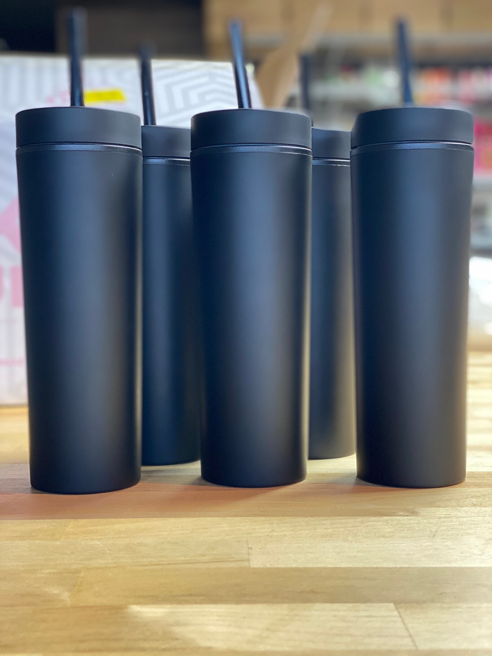 Skinny 16 oz double wall matte black plastic tumbler with a Etsy